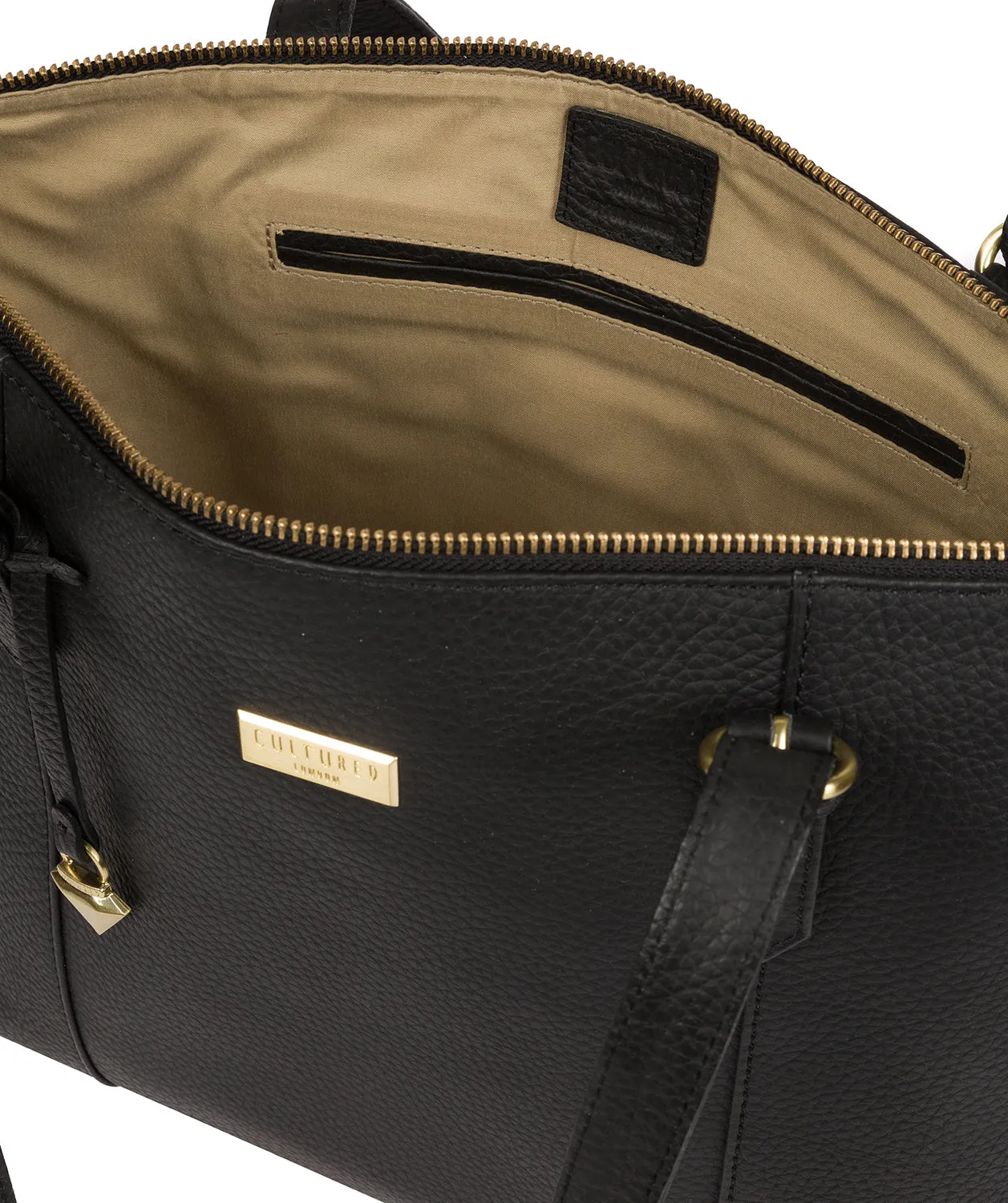 'Pippa' Black Leather Tote Bag