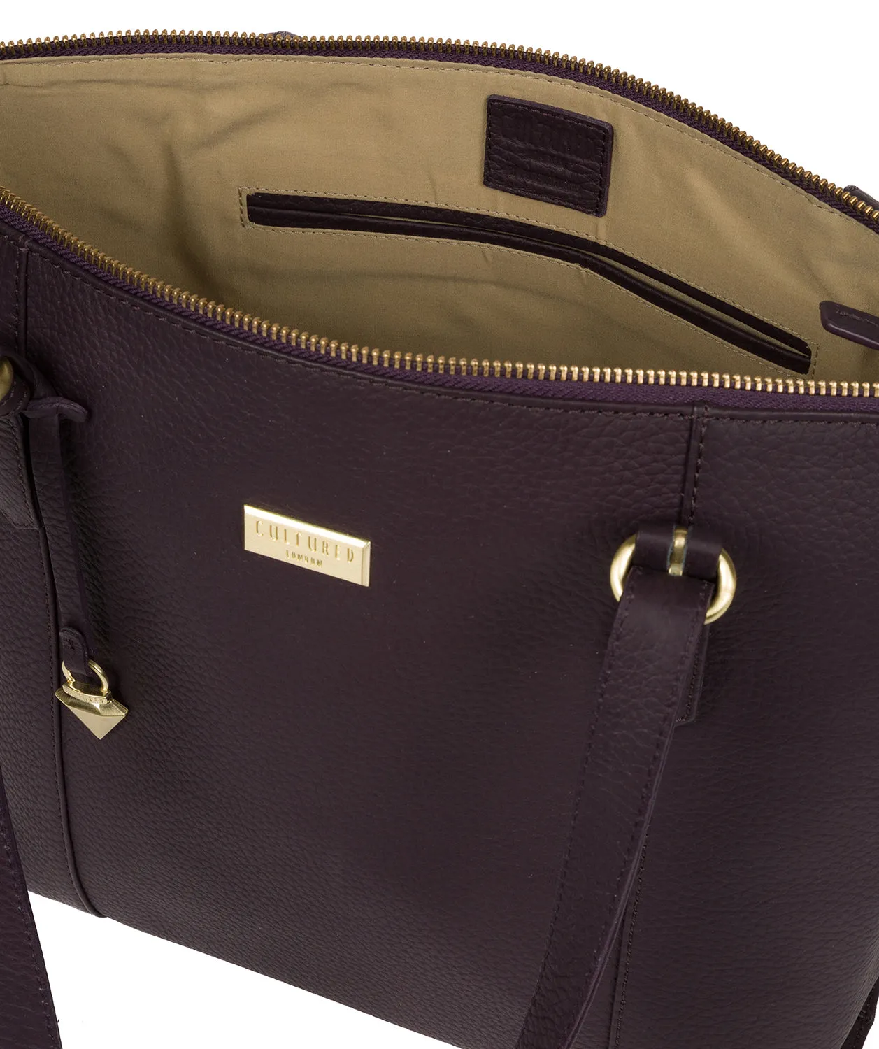 'Pippa' Fig Leather Tote Bag