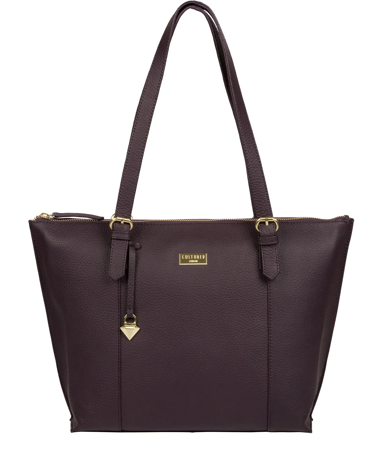 'Pippa' Fig Leather Tote Bag