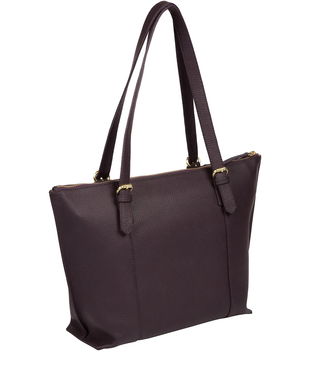 'Pippa' Fig Leather Tote Bag