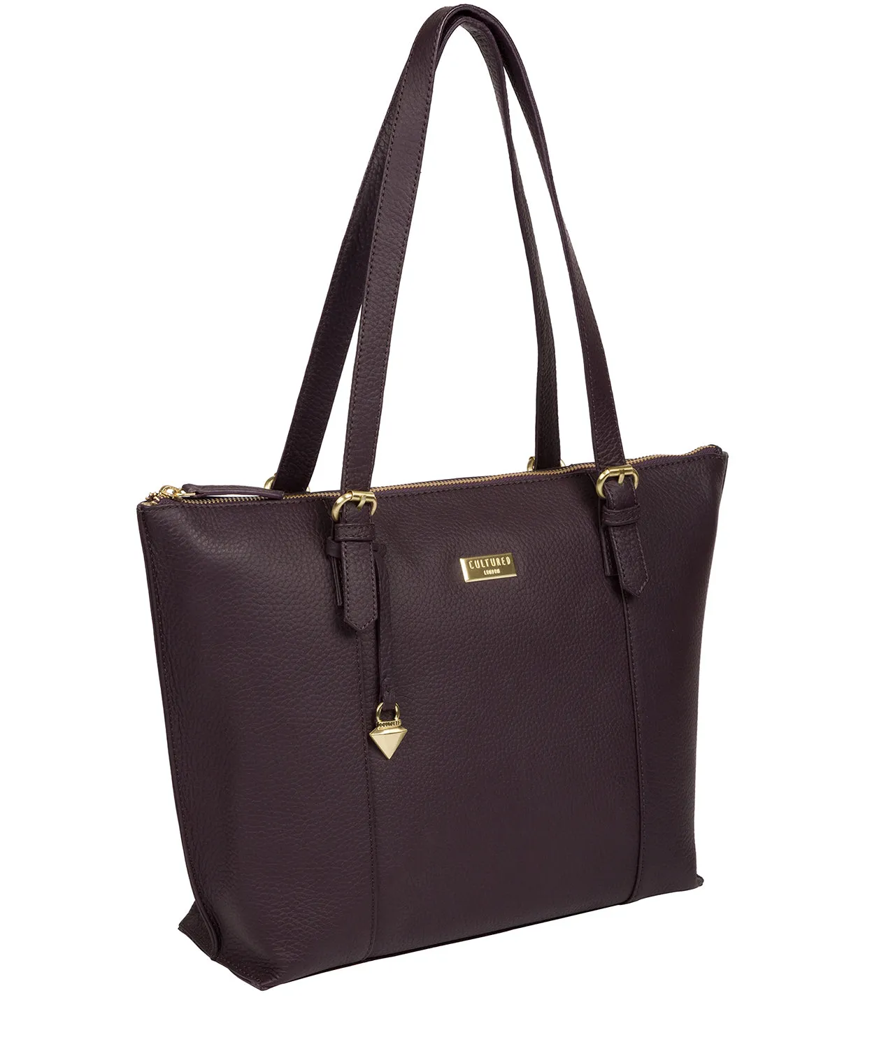 'Pippa' Fig Leather Tote Bag
