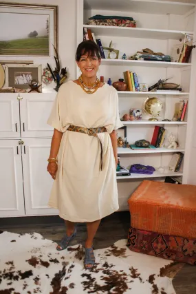 Plumas Sepia Turquoise Embossed Leather Belt