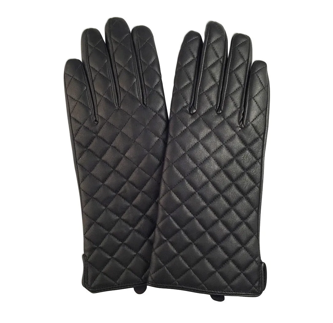 Quilted Vegan Leather Gloves