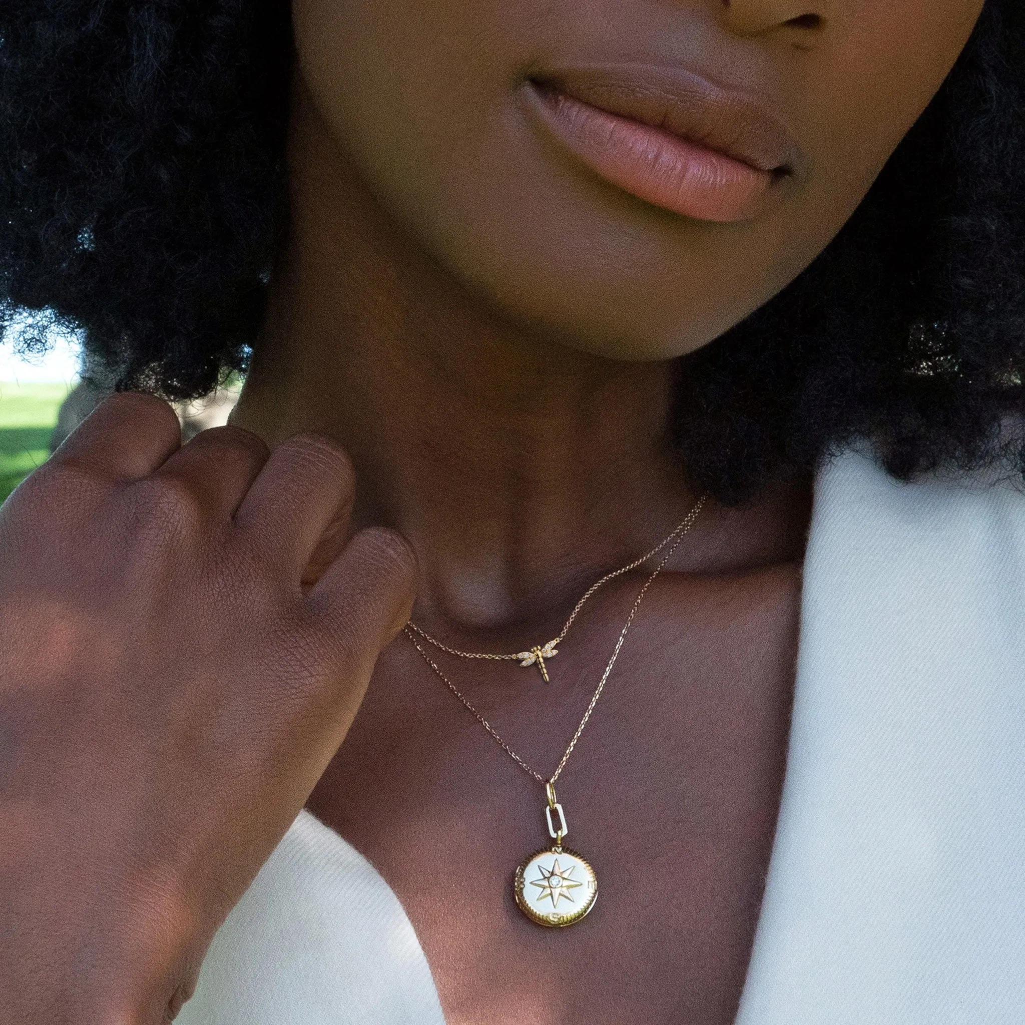 "Adventure" Compass Gold Engraved Locket Necklace