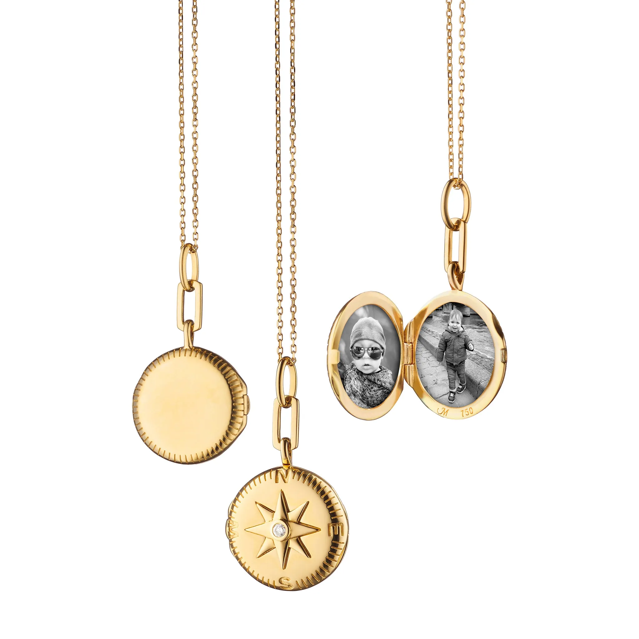 "Adventure" Compass Gold Engraved Locket Necklace