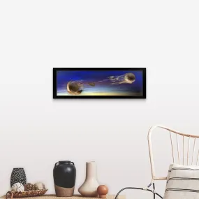 "Baseball coming apart in space" Black Framed Print