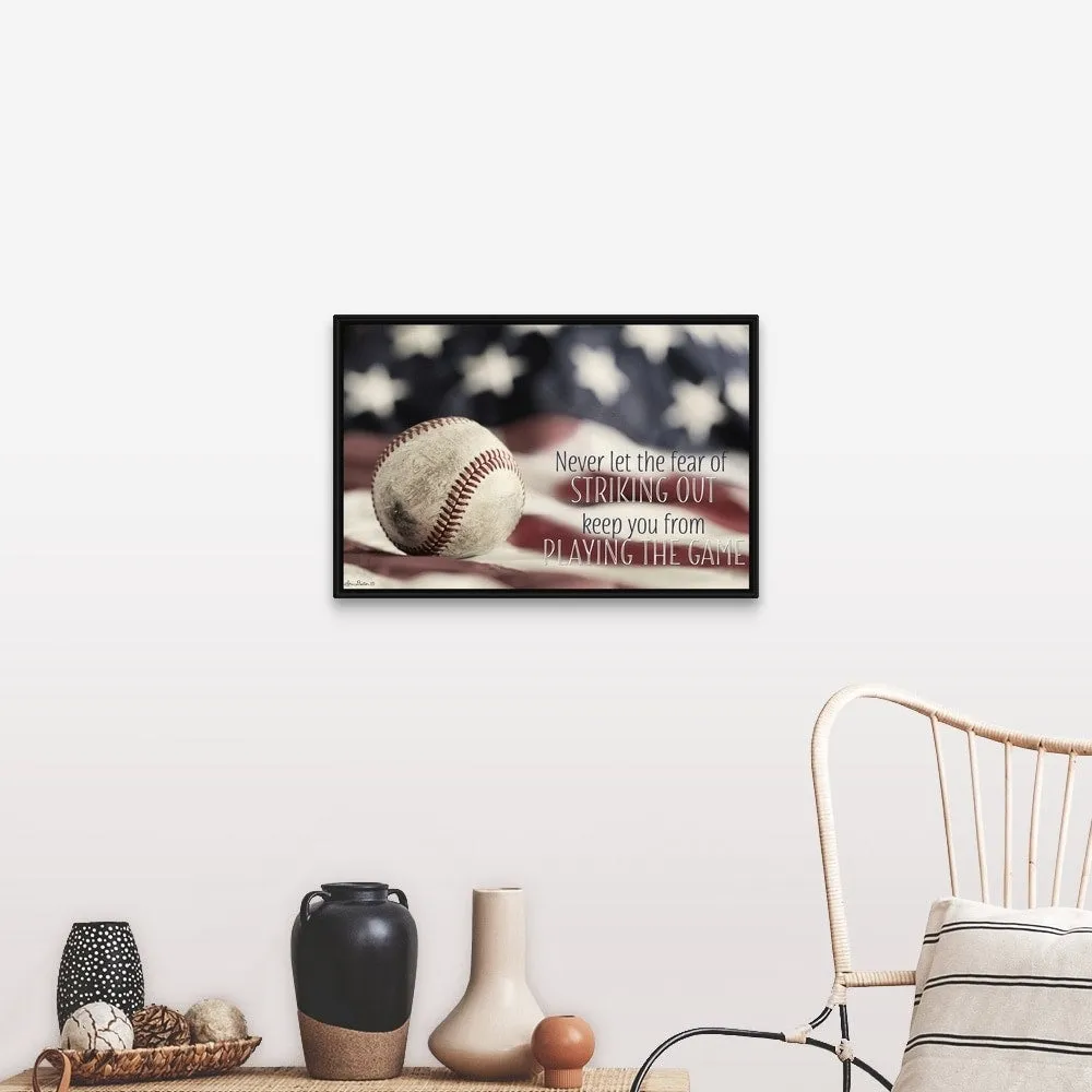 "Baseball - Playing the Game" Black Float Frame Canvas Art