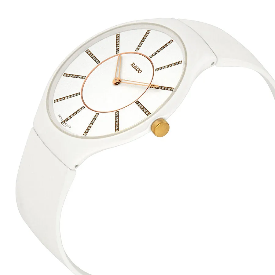 Rado True Thinline White Diamond Dial White Rubber Ladies Watch R27957709