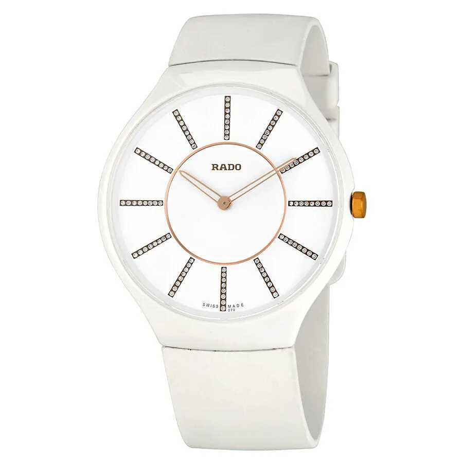 Rado True Thinline White Diamond Dial White Rubber Ladies Watch R27957709
