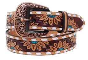 Rafter T Turquoise Sunflower Ladies Belt
