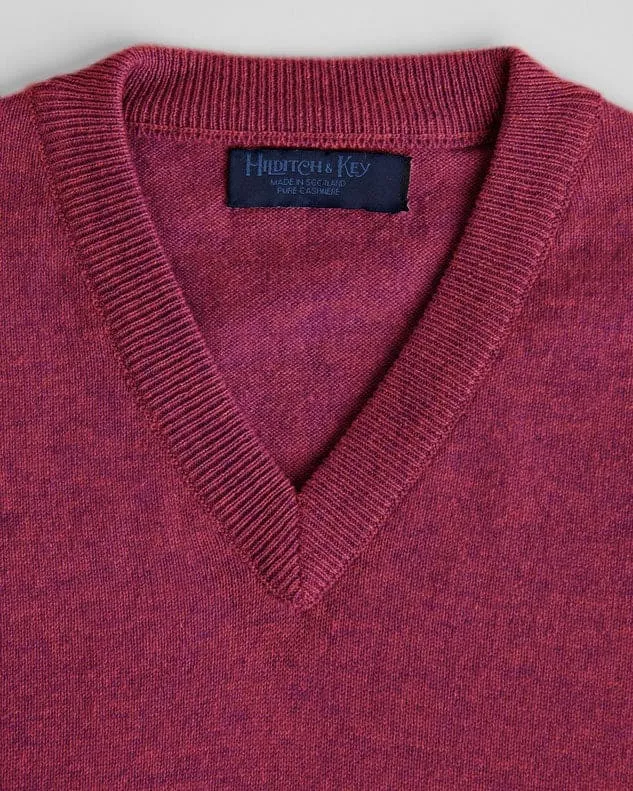 Raspberry V-Neck Cashmere Sweater
