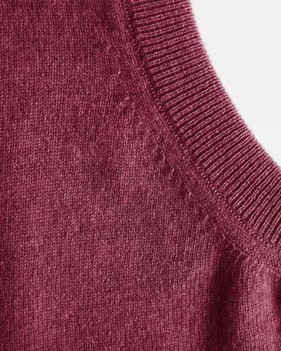 Raspberry V-Neck Cashmere Sweater