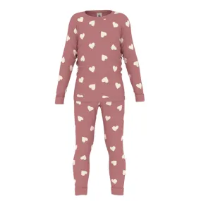 Raspberry White Heart Pajama Set