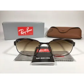 Ray-Ban Active Rectangle Sunglasses Brown Metal Frame Gradient RB3413 014/51