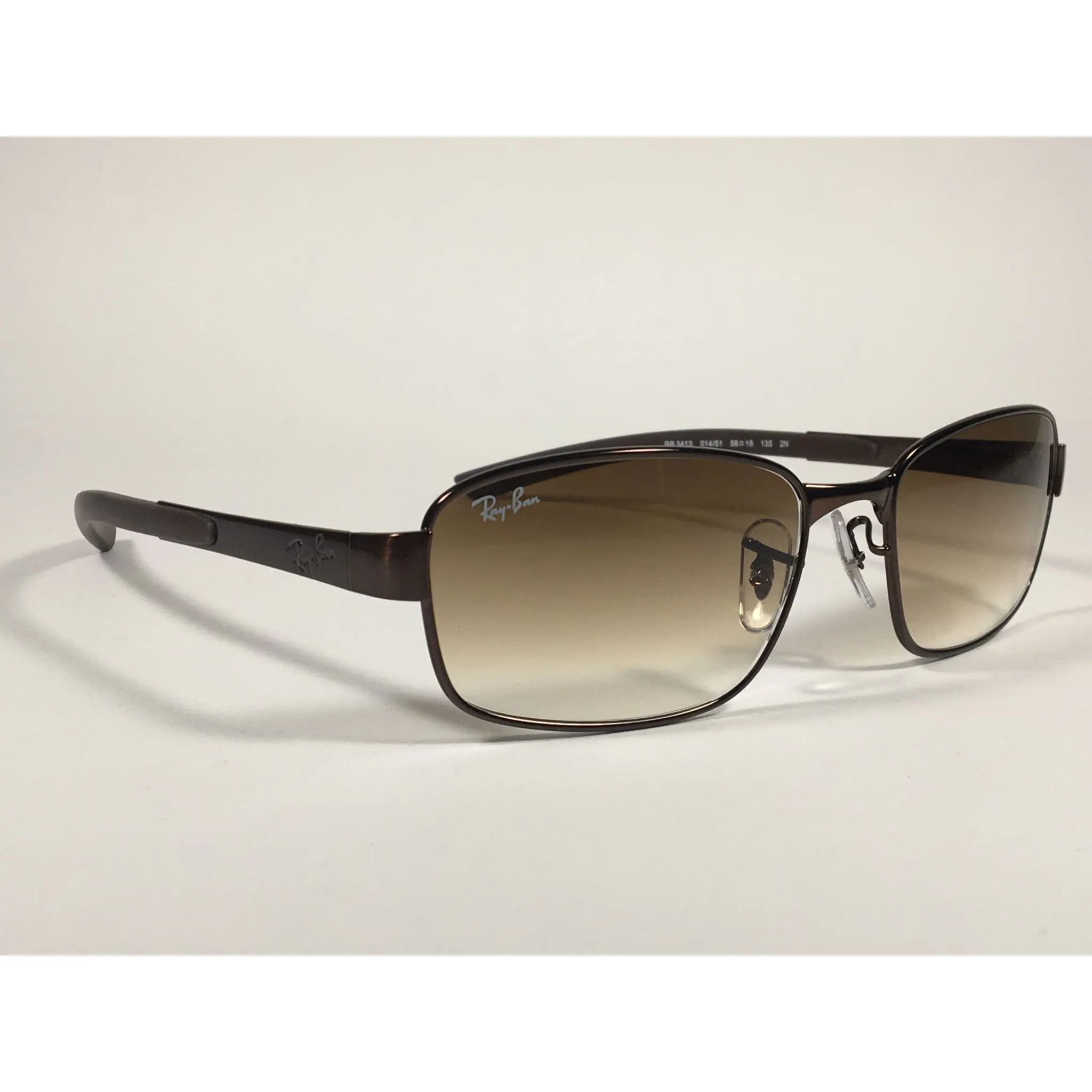 Ray-Ban Active Rectangle Sunglasses Brown Metal Frame Gradient RB3413 014/51
