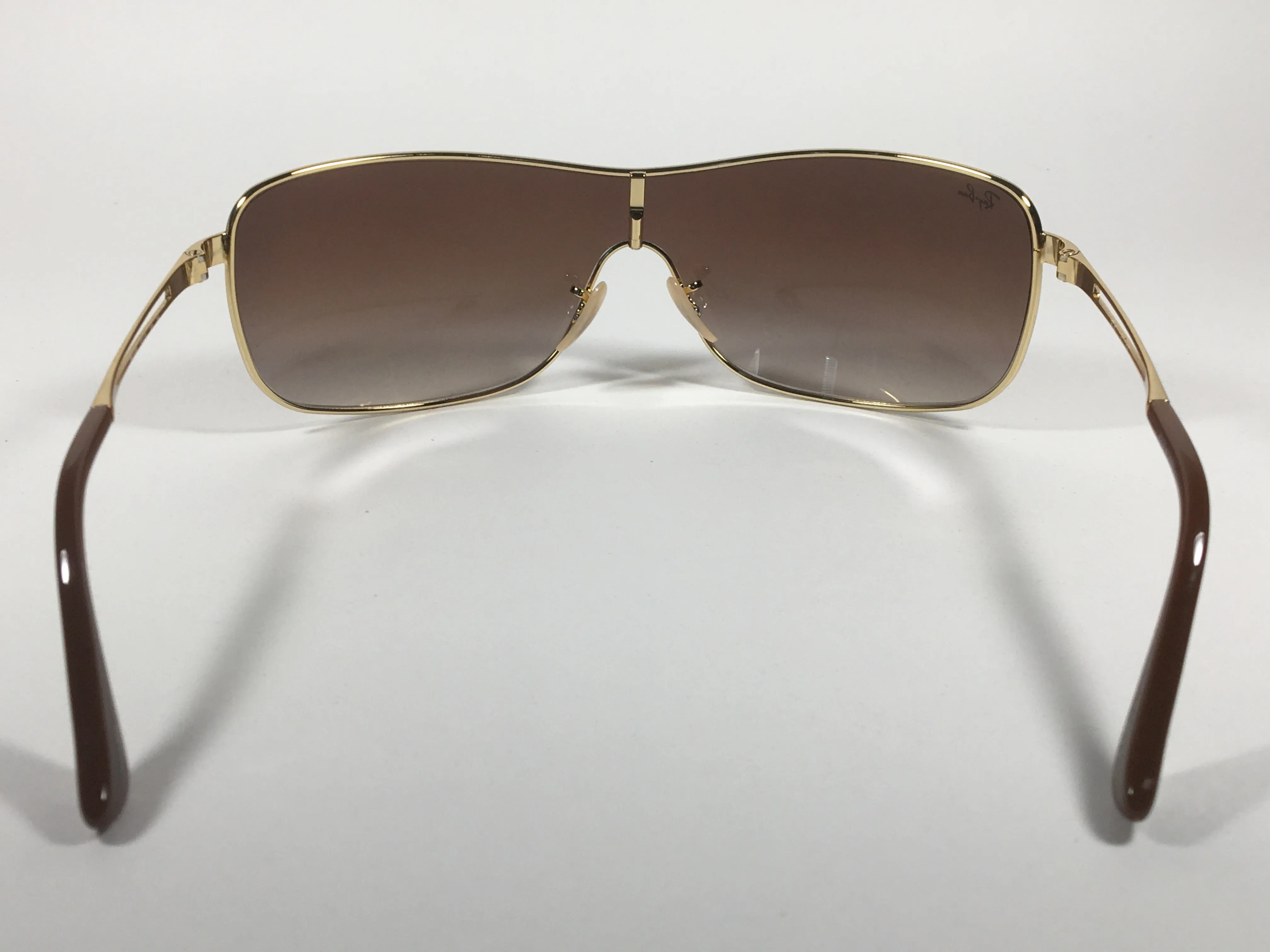 Ray-Ban RB3466 001/13 Shield Sunglasses Gold Metal Frame Brown Gradient Lens