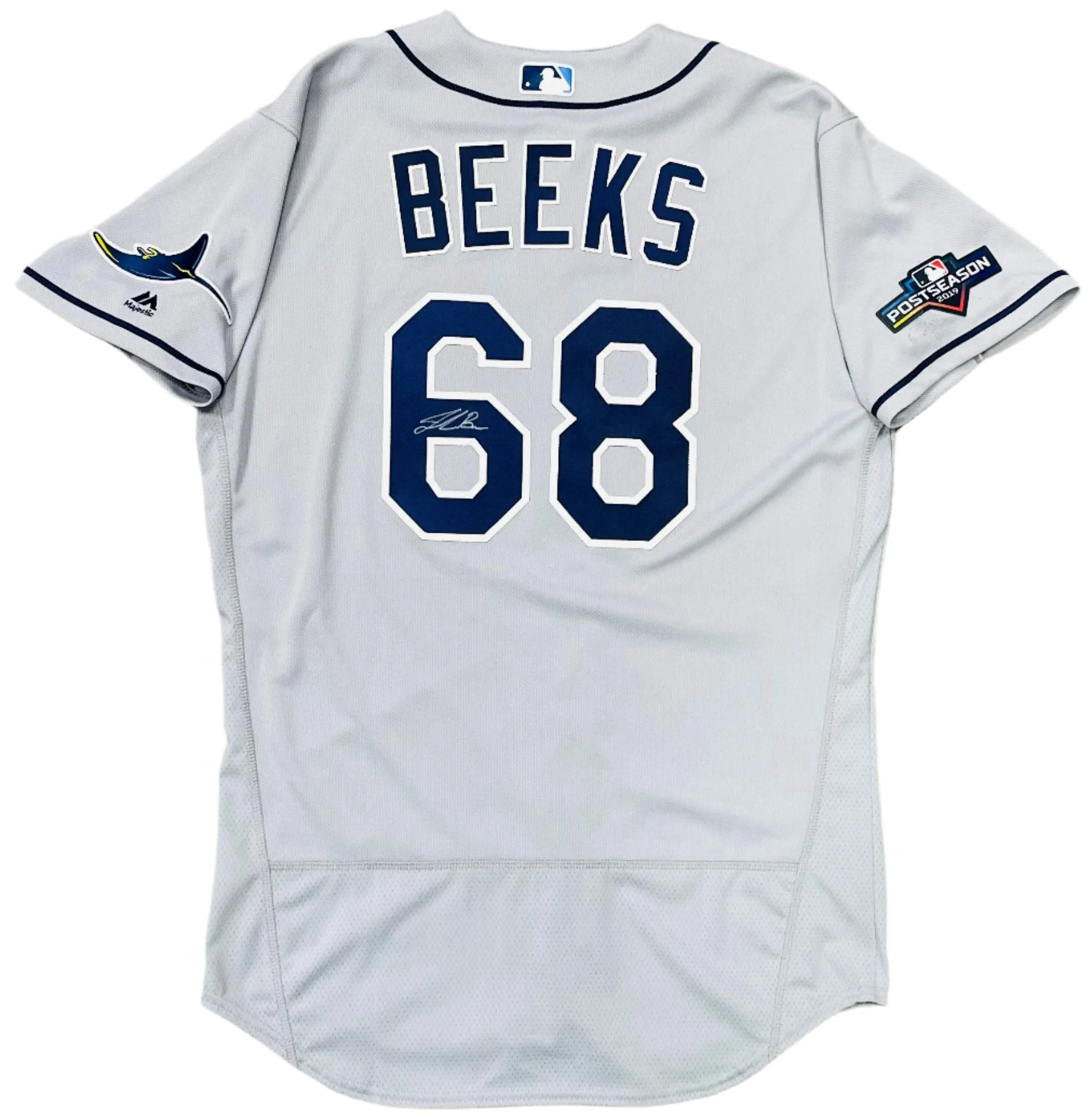 Rays Jalen Beeks Team Issued Authentic Autographed Postseason Gray Jersey
