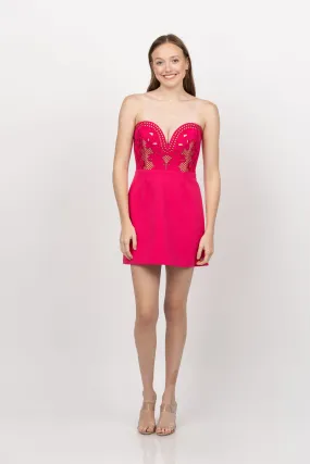 Rebecca Vallance Claudia Mini Dress in Raspberry