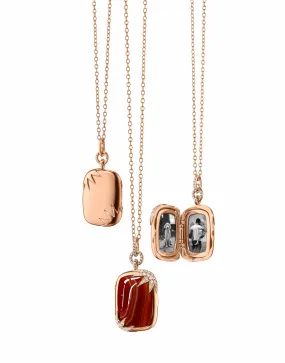 Red Agate Lace Locket Necklace