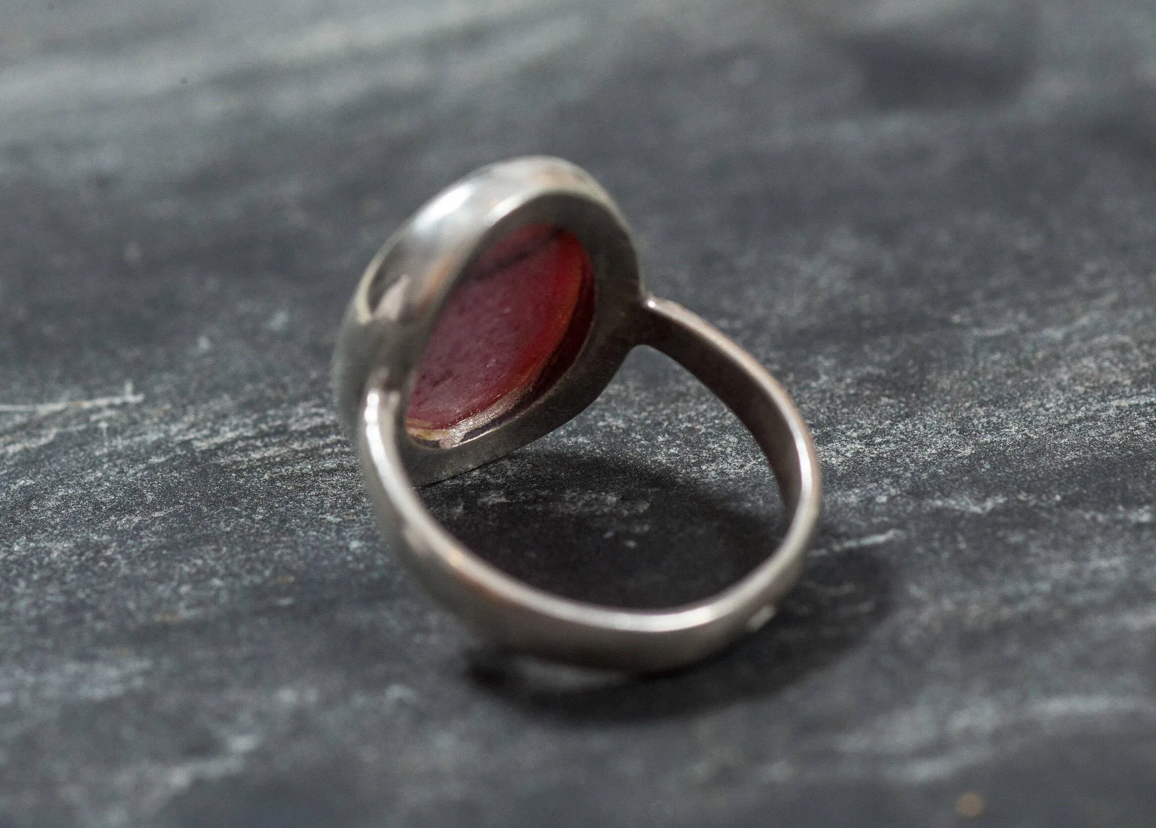 Rhodochrosite Ring - Pink Statement Ring - Large Oval Ring