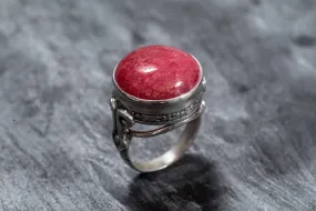 Rhodochrosite Ring - Vintage Rhodochrosite Ring - Round Statement Ring