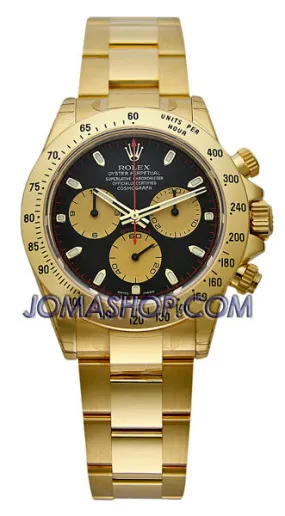 Rolex Cosmograph Daytona Black Dial 18K Yellow Gold Oyster Bracelet Automatic Men's Watch 116528BKCSO