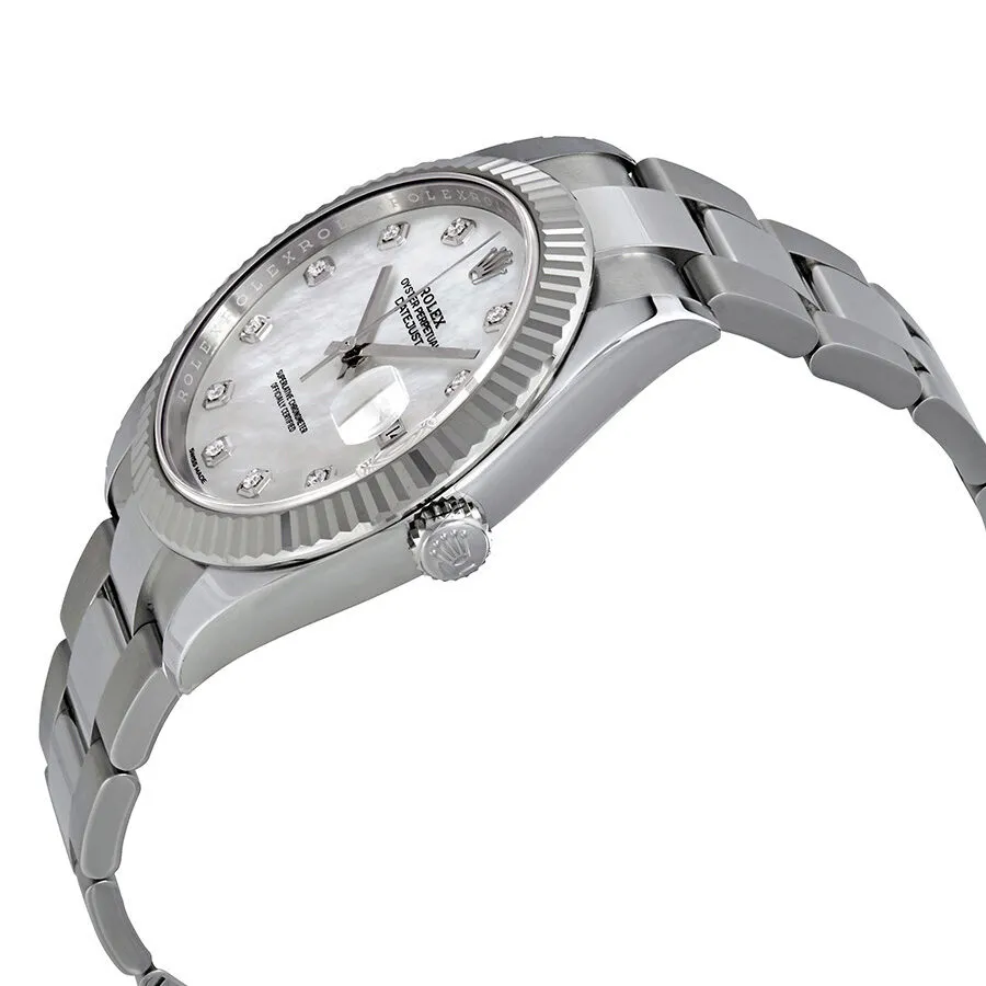 Rolex Datejust 41 Automatic White Mother of Pearl Diamond Dial Men's Watch 126334MDO