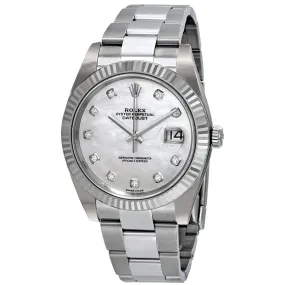 Rolex Datejust 41 Automatic White Mother of Pearl Diamond Dial Men's Watch 126334MDO