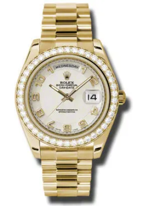 Rolex Day-Date II Ivory Concentric Dial 18K Yellow Gold President Automatic Men's Watch 218348IVCAP