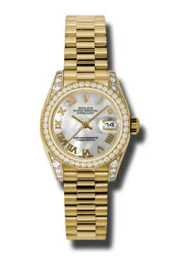 Rolex Lady-Datejust 26 Mother Of Pearl Dial 18K Yellow Gold President Automatic Ladies Watch 179158MRP