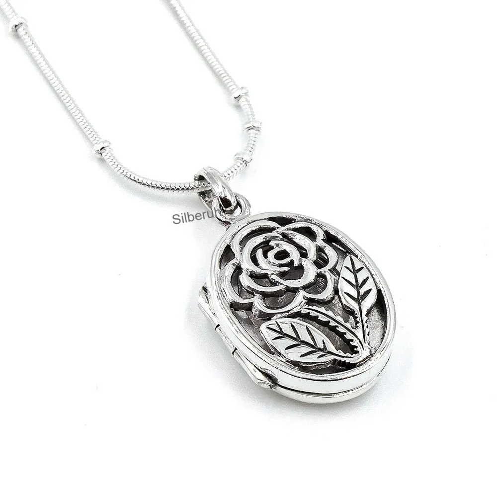 Rose Silver Locket Pendant