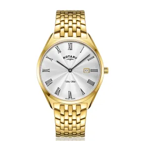 Rotary 38mm Yellow Gold Plated Ultra Slim Quartz Watch