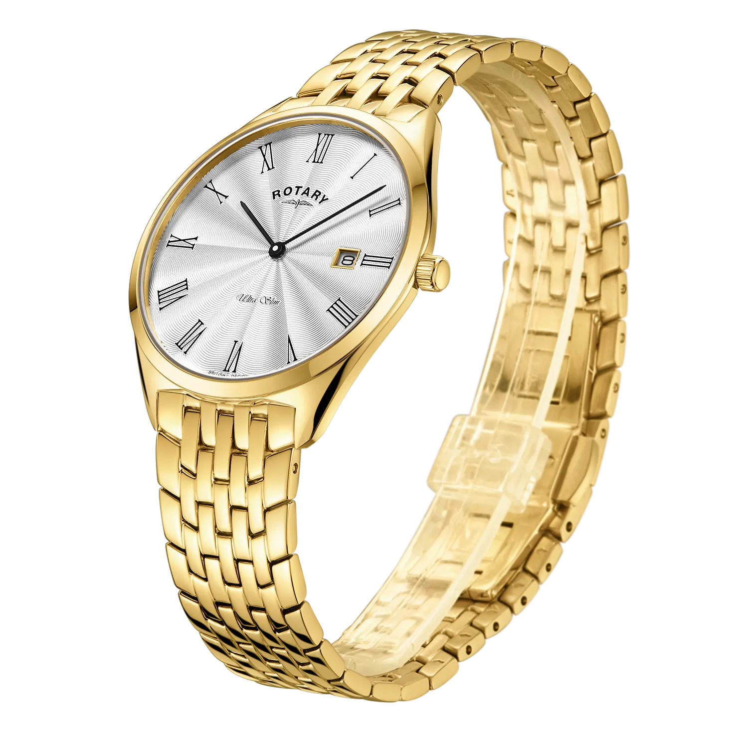 Rotary 38mm Yellow Gold Plated Ultra Slim Quartz Watch