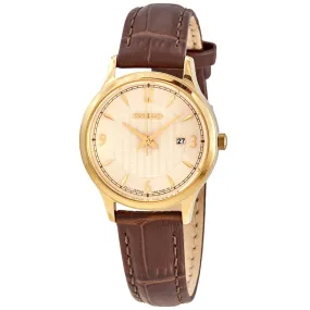 Seiko Quartz Off White Dial Brown Leather Ladies Watch SXDG96