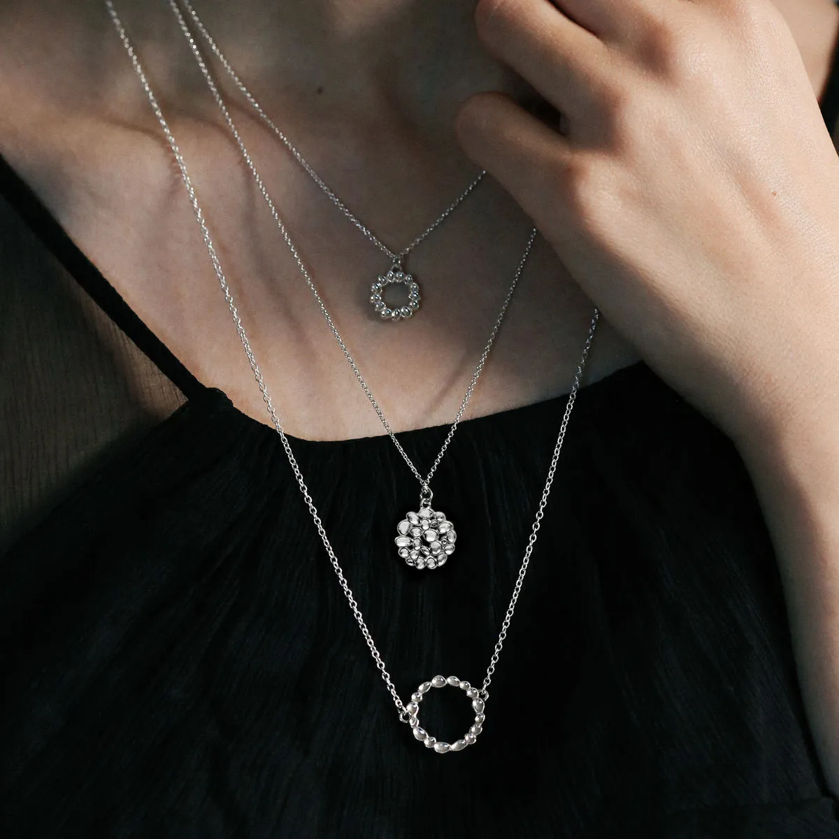 Shimmer Circle Pendant Sterling Silver