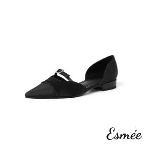 Silk D'Orsay Shoes with Buckle Straps Design