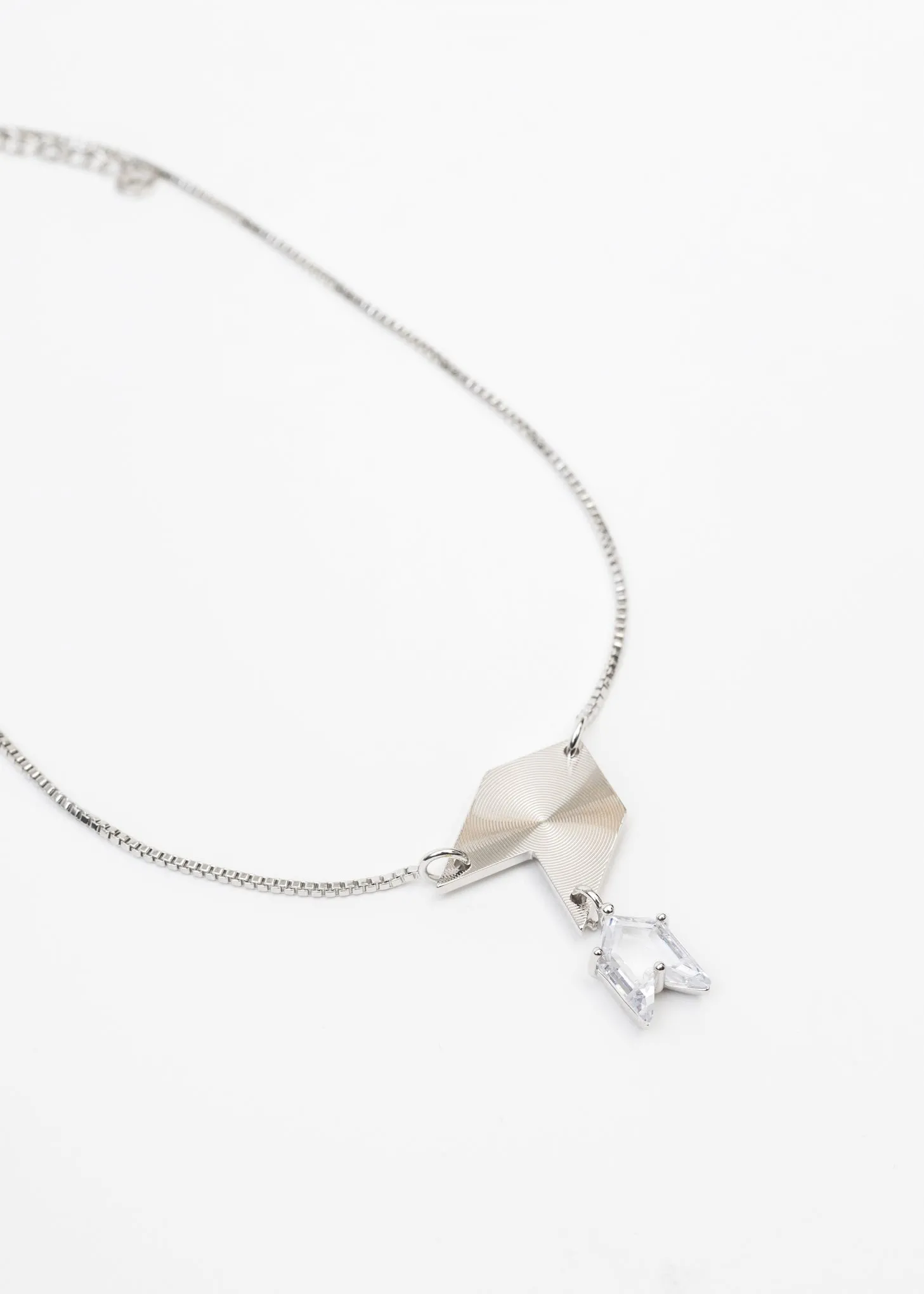Silver And Rhinestone Arrows Necklace