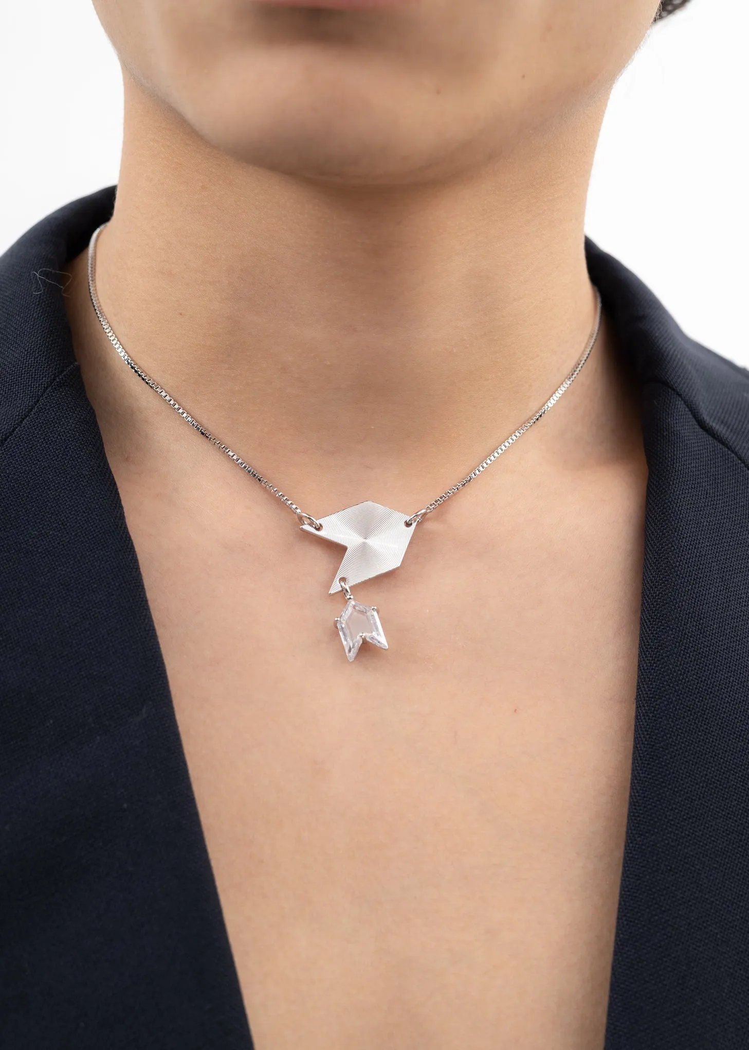 Silver And Rhinestone Arrows Necklace