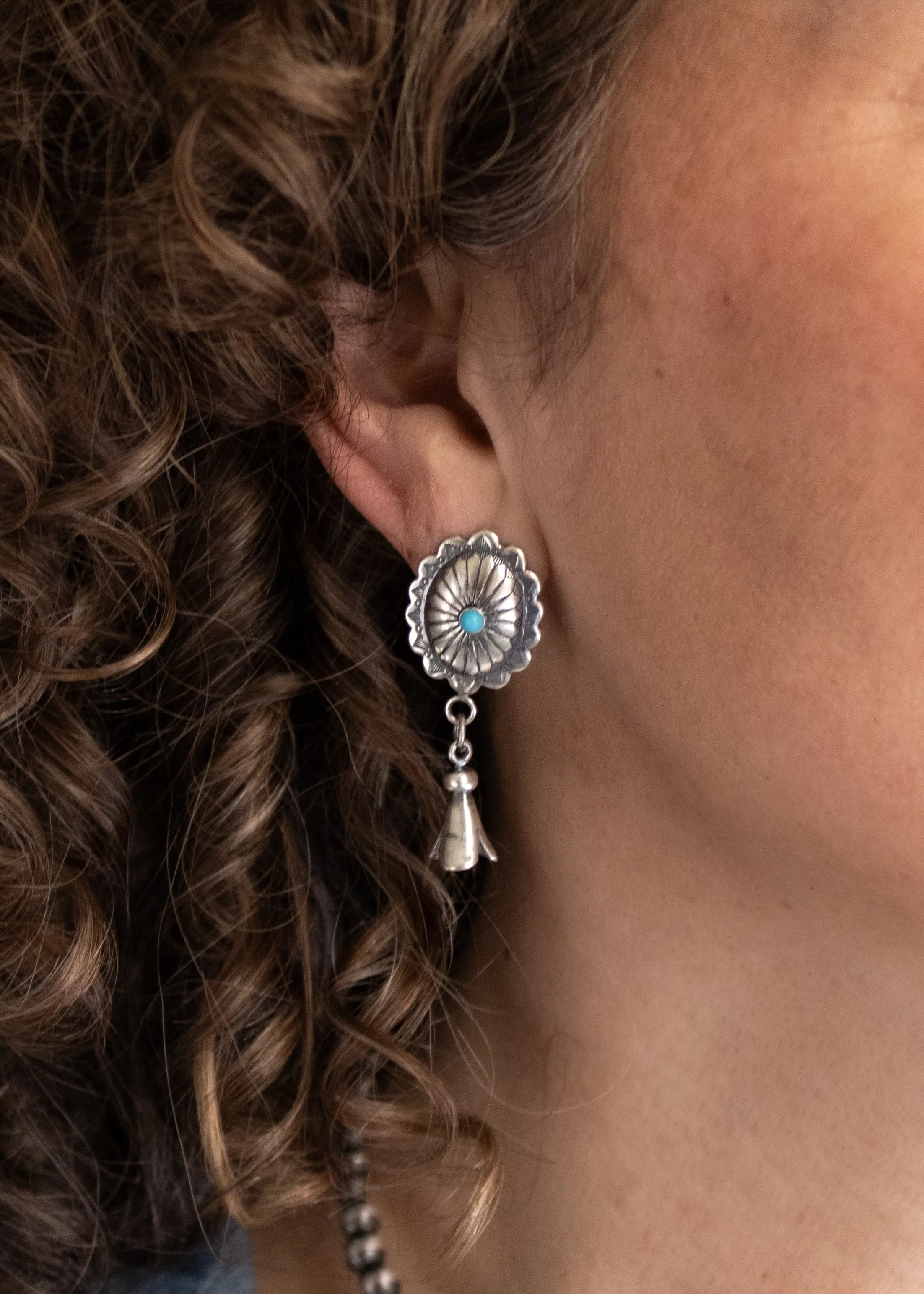 Silver Concho with Turquoise Posts