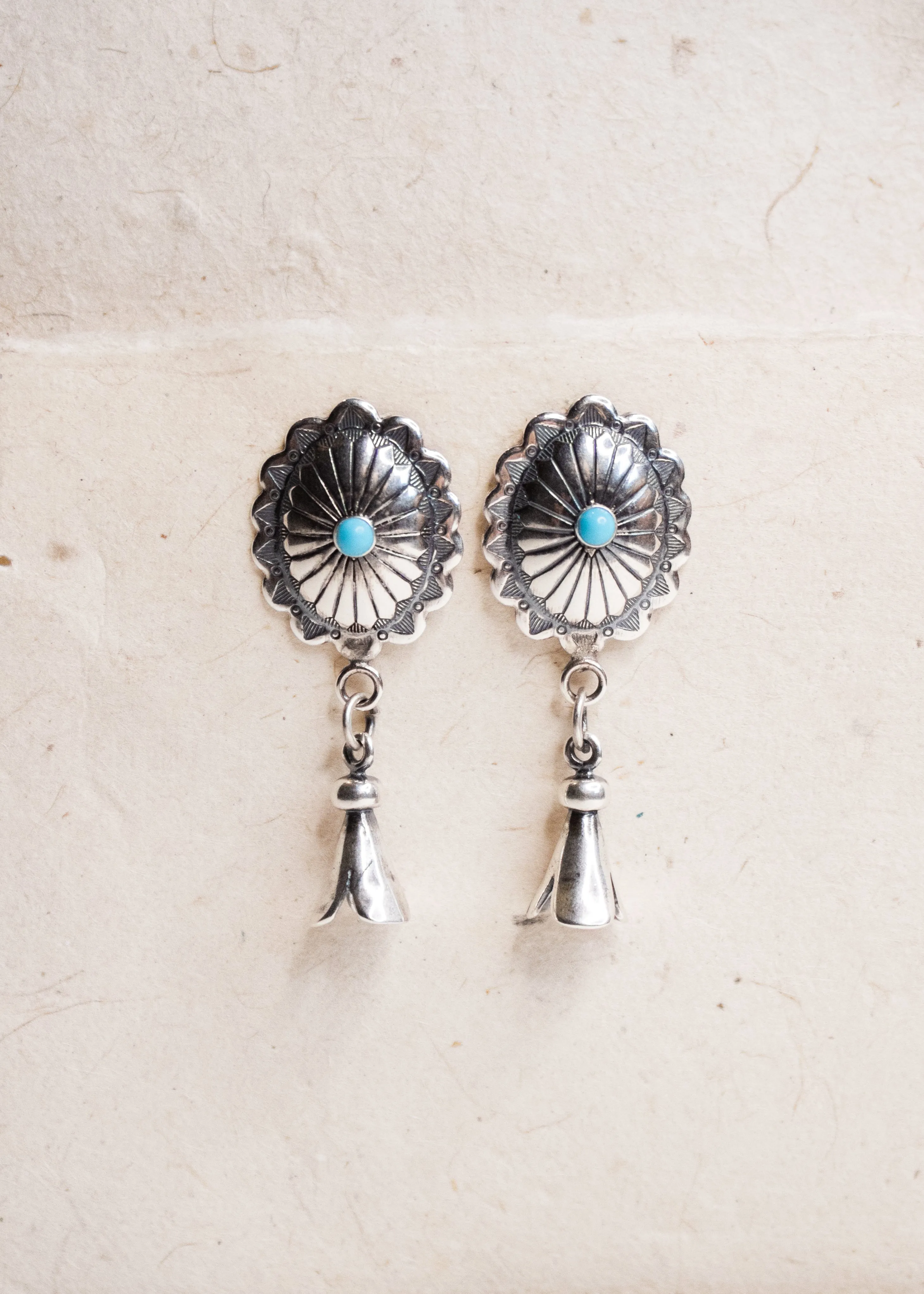 Silver Concho with Turquoise Posts