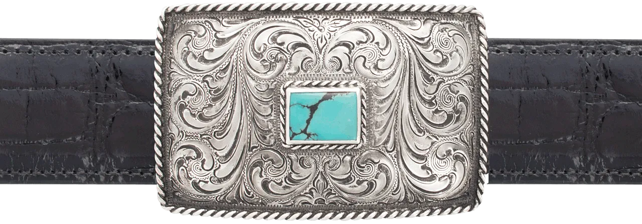 Silver King Roped Turquoise 1 1/2" Trophy Buckle