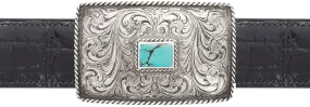 Silver King Roped Turquoise 1 1/2" Trophy Buckle