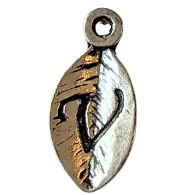 Silver Leaf Initial Charm - Letter V