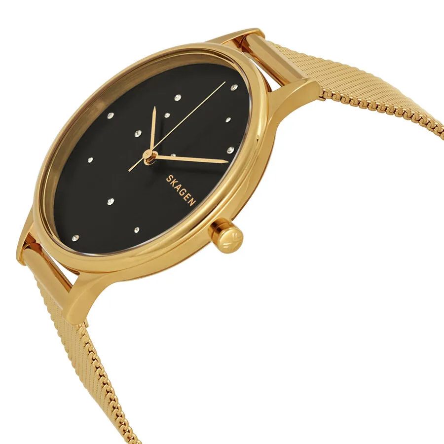 Skagen Anita Black 'Night Sky' Crystal-Dotted Dial Ladies Watch SKW2385