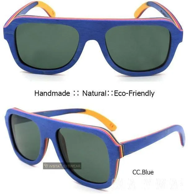 Skateboard Wood Sunglasses  Men Aviator Polarized Handmade