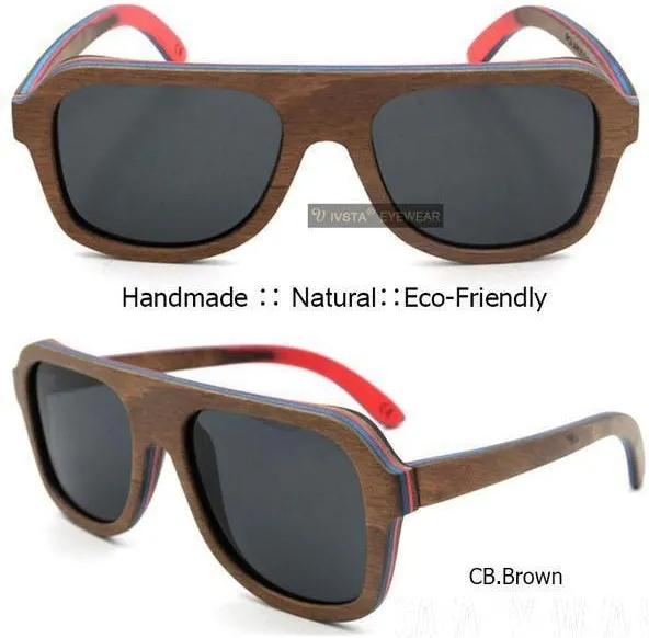 Skateboard Wood Sunglasses  Men Aviator Polarized Handmade