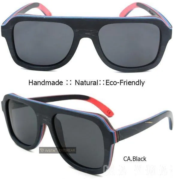 Skateboard Wood Sunglasses  Men Aviator Polarized Handmade