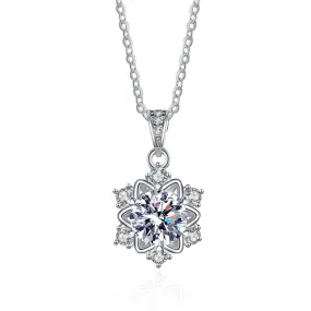 Sterling Silver Snowflake Moissanite Necklace