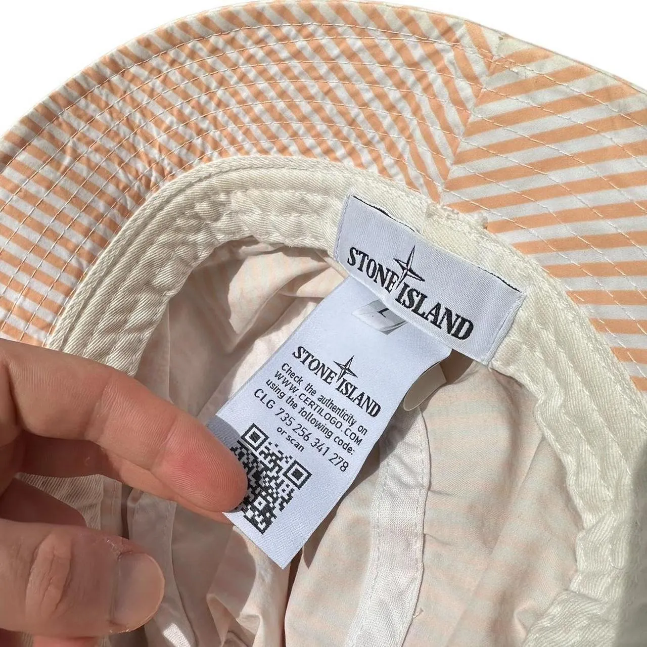 Stone Island Marina Orange Striped Bucket Hat