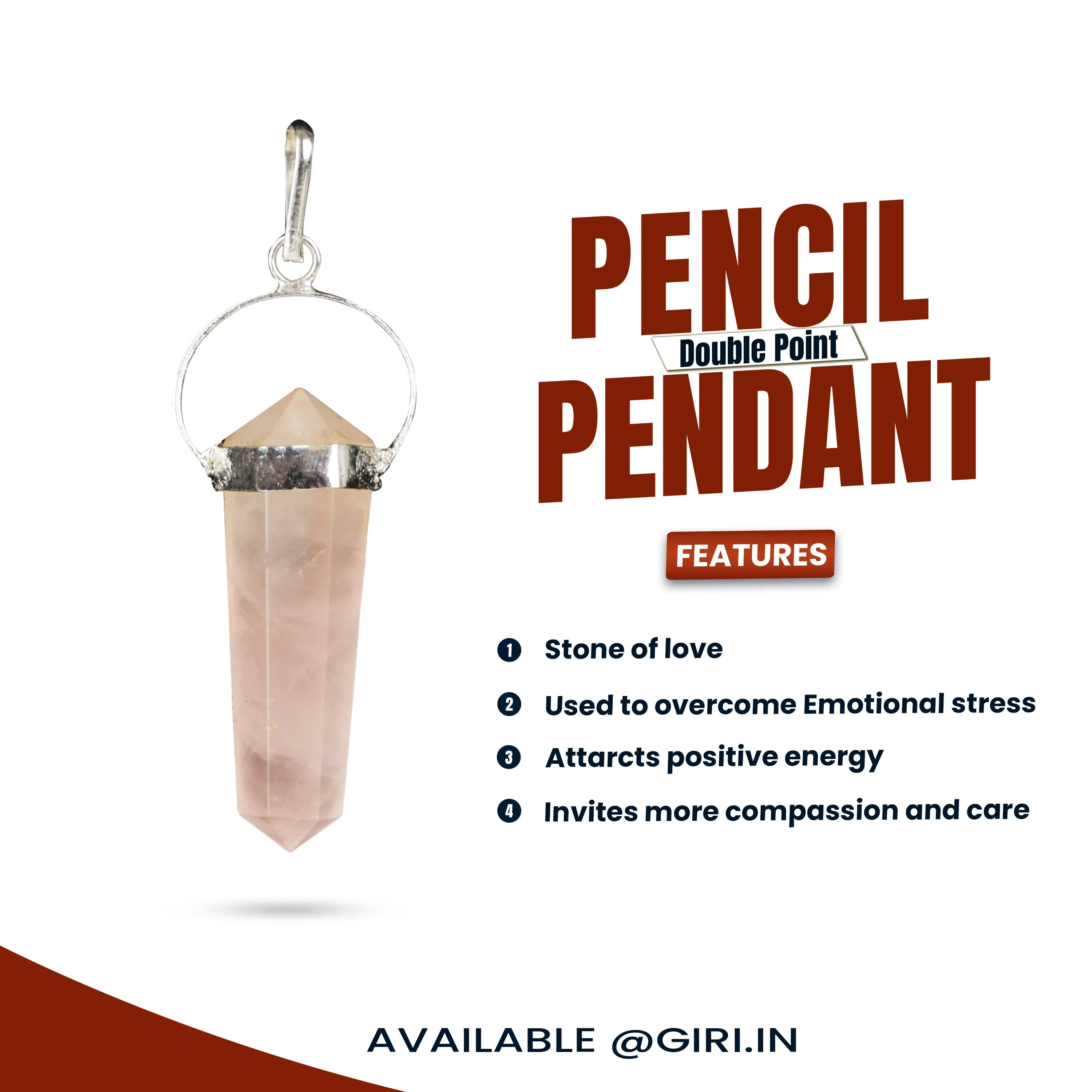 Stone Pendant - Double Point | Crystal Dollar/ Pencil Locket for Men & Women